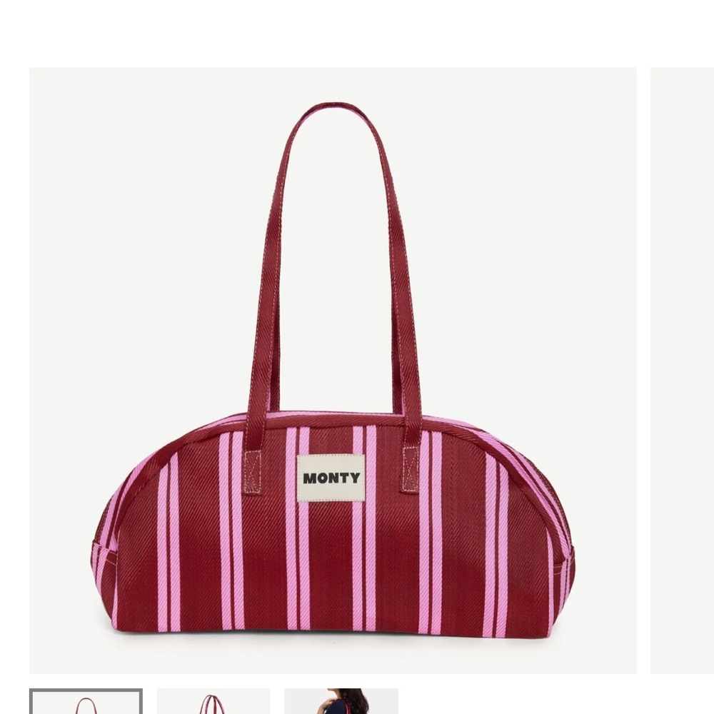 Pink & Burgundy Striped Women's Tote